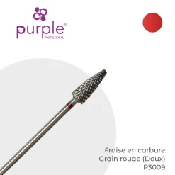 Fraise en Carbone Grain Rouge Embout Arrondi 5 x 13 mm - Purple | Purple Professional Online