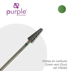 Fraise en Carbone Grain Vert forme Conique 6 x 14,5 mm - Purple | Purple Professional Hot