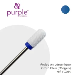 Fraise en Céramique Grain Bleu forme Tonneau 6,6 x 13 mm - Purple | Purple Professional Clearance