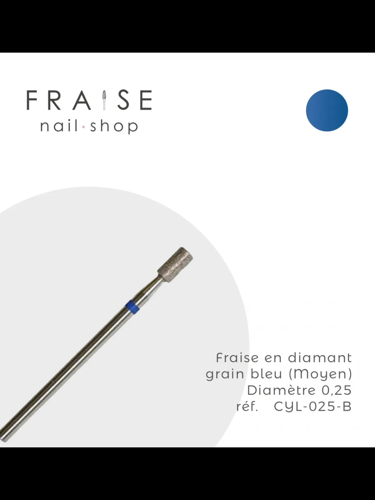 Fraise en diamant forme Cylindre grain bleu diamètre 0,25 | KMIZ Hot
