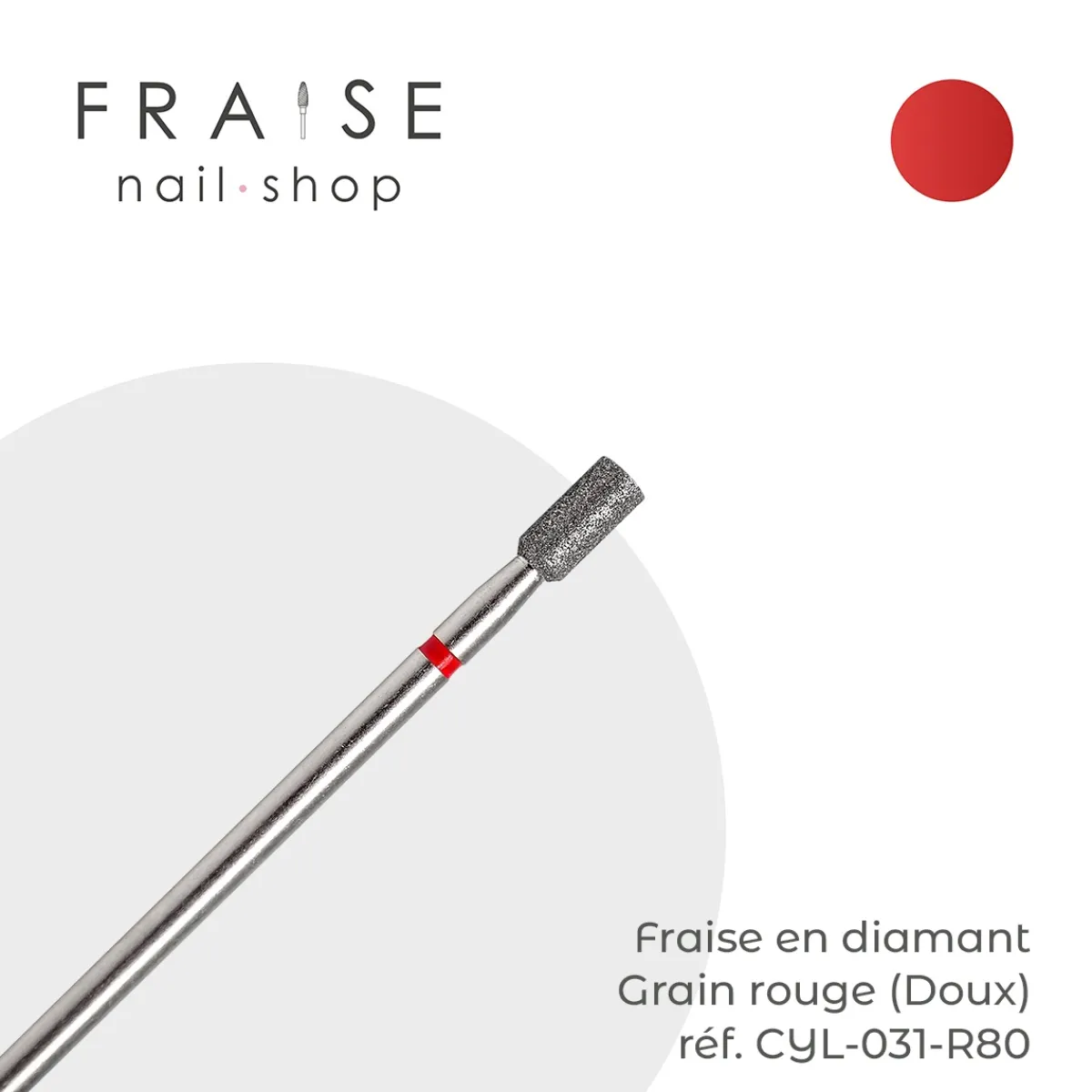 Fraise en Diamant Grain Rouge forme Cylindre 0,31 x 0,80 cm | KMIZ Outlet