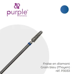 Fraise manucure Russe en Diamant Grain Bleu forme Conique 3,3 x 10 mm - Purple | Purple Professional Discount