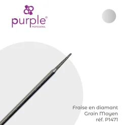 Fraise manucure Russe en Diamant forme Conique 1,6 x 10 mm - Purple | Purple Professional Outlet