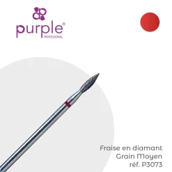 Fraise manucure Russe en Diamant Grain Rouge forme Flamme 2,3 x 8 mm - Purple | Purple Professional Fashion