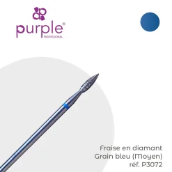 Fraise manucure Russe en Diamant Grain Bleu forme Flamme 2,3 x 8 mm - Purple | Purple Professional Clearance