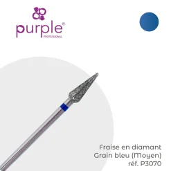 Fraise manucure Russe en Diamant Grain Bleu forme Tulipe 4,2 x 12 mm - Purple | Purple Professional Clearance
