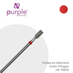 Fraise manucure Russe en Diamant Grain Rouge forme Cylindre 3,2 x 6,3 mm - Purple | Purple Professional Discount