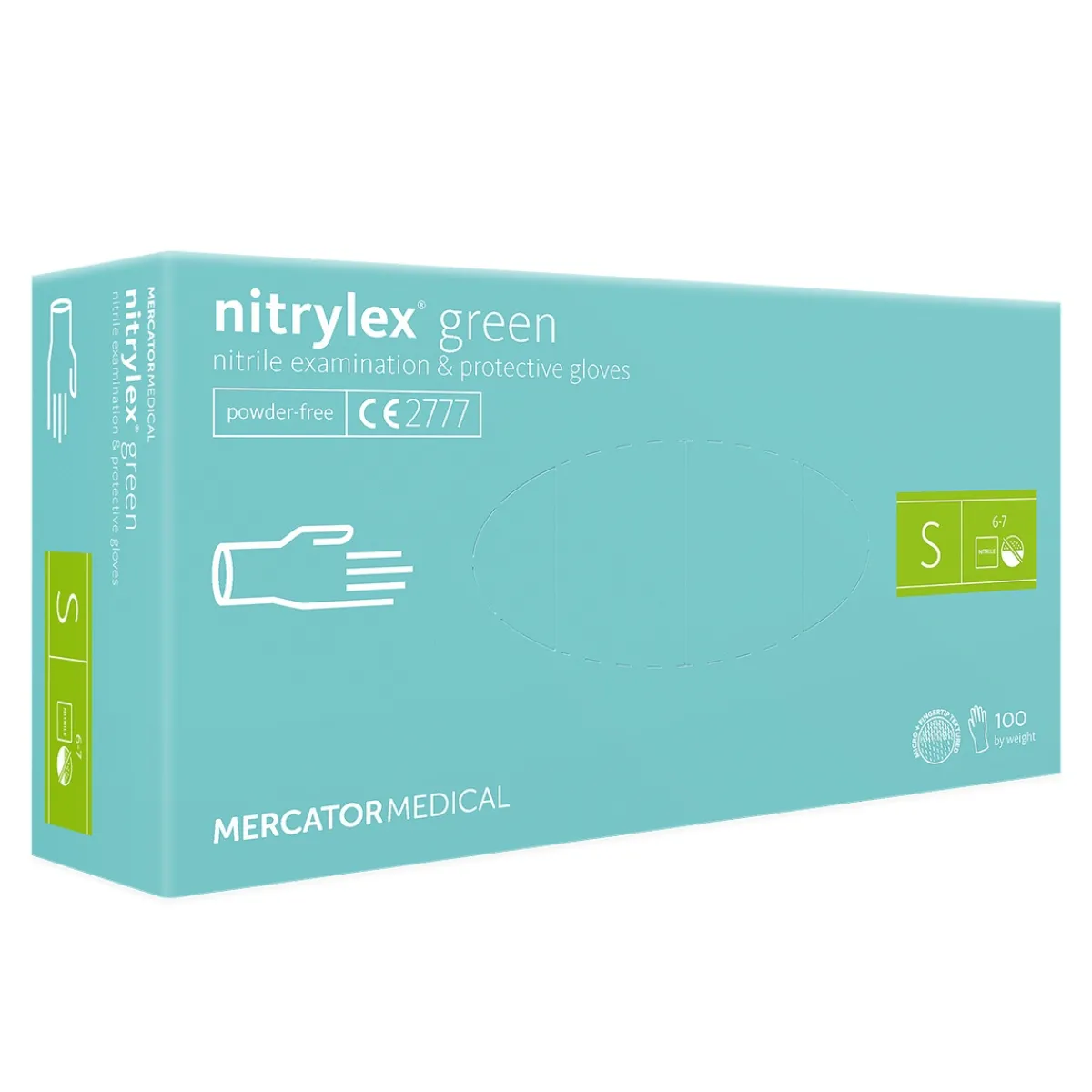 Gants NITRYLEX en Nitrile Verts non-poudrés Taille S (6/7) - Boite de 100 gants | Mercator Clearance