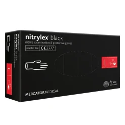 Gants NITRYLEX en Nitrile Noirs non-poudrés Taille L (8/9) - Boite de 100 gants | Mercator Online