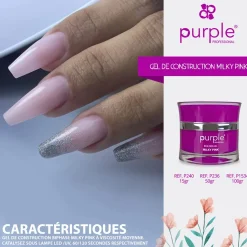 Gel de construction BUILDER GEL MILKY PINK - 50 gr | Purple Professional Hot