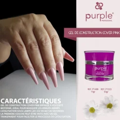 Gel de construction BUILDER GEL COVER PINK - 15 gr | Purple Professional Fashion