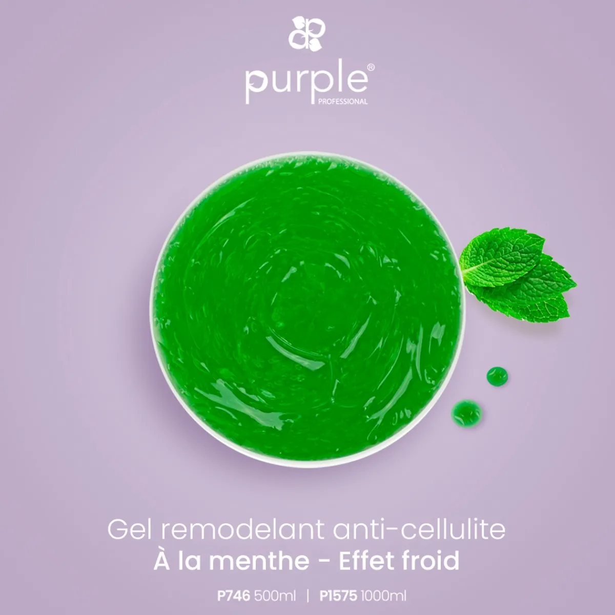 Gel remodelant anti-cellulite à la menthe - Effet froid - 500 ml | Purple Professional Discount