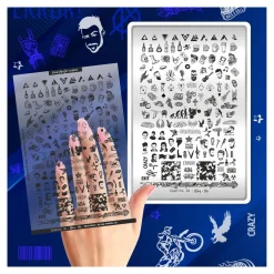 Grande Plaque de STAMPING + Pochoir - He | Taki Da New