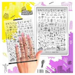 Grande Plaque de STAMPING + Pochoir - Voyage | Taki Da Fashion
