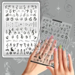 Grande Plaque de STAMPING + Pochoir - Symétrie | Taki Da Fashion