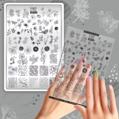 Grande Plaque de STAMPING + Pochoir - Printemps | Taki Da Best