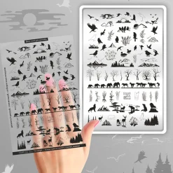 Grande Plaque de STAMPING + Pochoir - Nature | Taki Da New