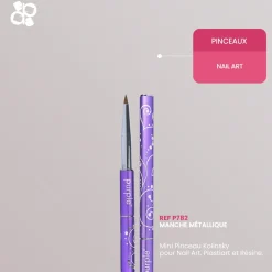 MINI PINCEAU KOLINSKY pour Nail Art, Plastiart et Résine - Manche métallique | Purple Professional Fashion