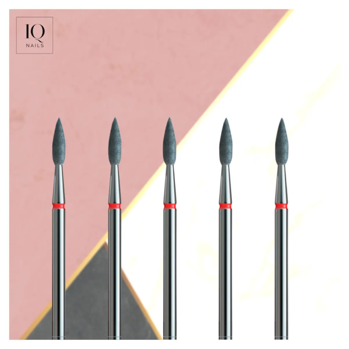 Pack de 5 fraises en diamant FLAMME GRAIN ROUGE 2,3 mm | IQ Nails Fashion