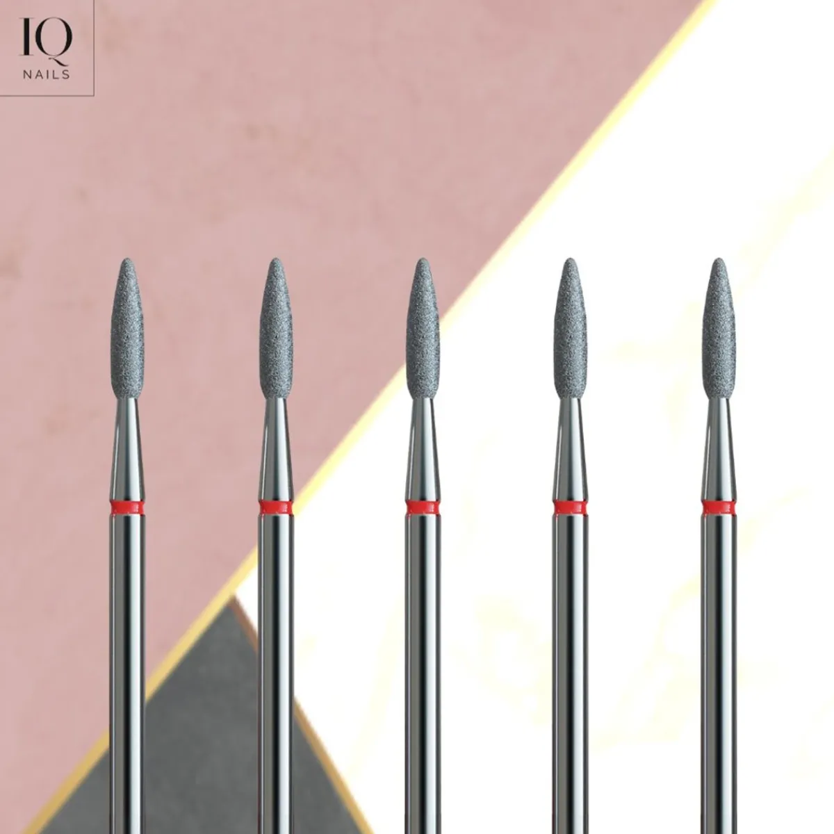 Pack de 5 fraises en diamant FLAMME GRAIN ROUGE 2,1 mm | IQ Nails Sale