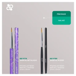 PINCEAU NAIL ART en Nylon OMBRES 2 x 11 mm - Manche en bois | Purple Professional Hot