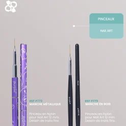 PINCEAU NAIL ART en Nylon Traits fins 12 mm - Manche en bois | Purple Professional Best