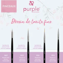 PINCEAU NAIL ART EXTRA-FIN N°000 Manche en bois | Purple Professional New