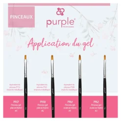 PINCEAU PLAT POUR APPLICATION DU GEL N°6 Manche en bois | Purple Professional Best