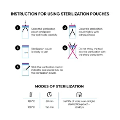 Sachets de stérilisation 75 x 150 mm - Dry (100 pcs) + Indicateurs classe 4 (160 pcs) | MICROSTOP Hot