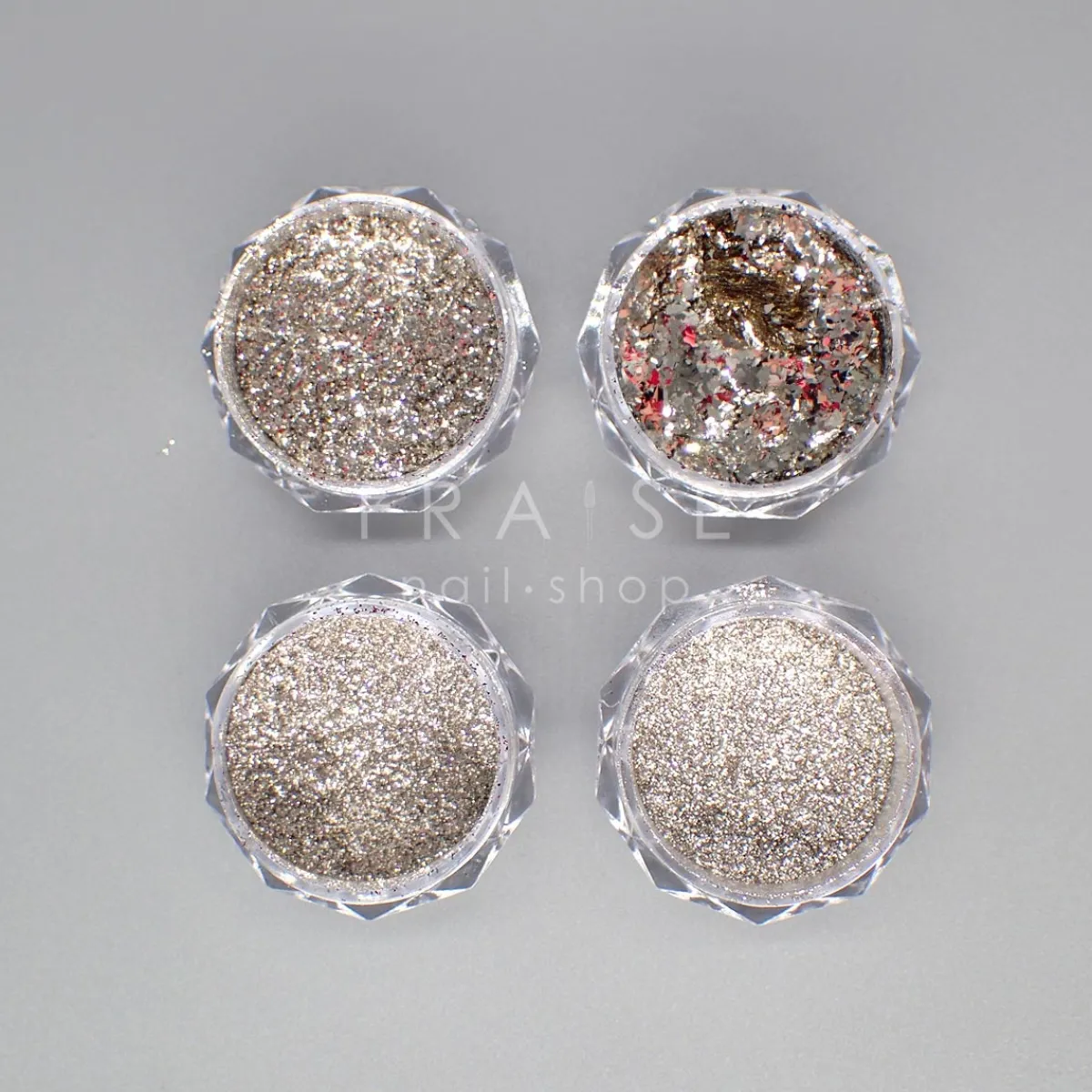Set de Paillettes Argent - 4 Pots | Fraise Nail Shop Hot