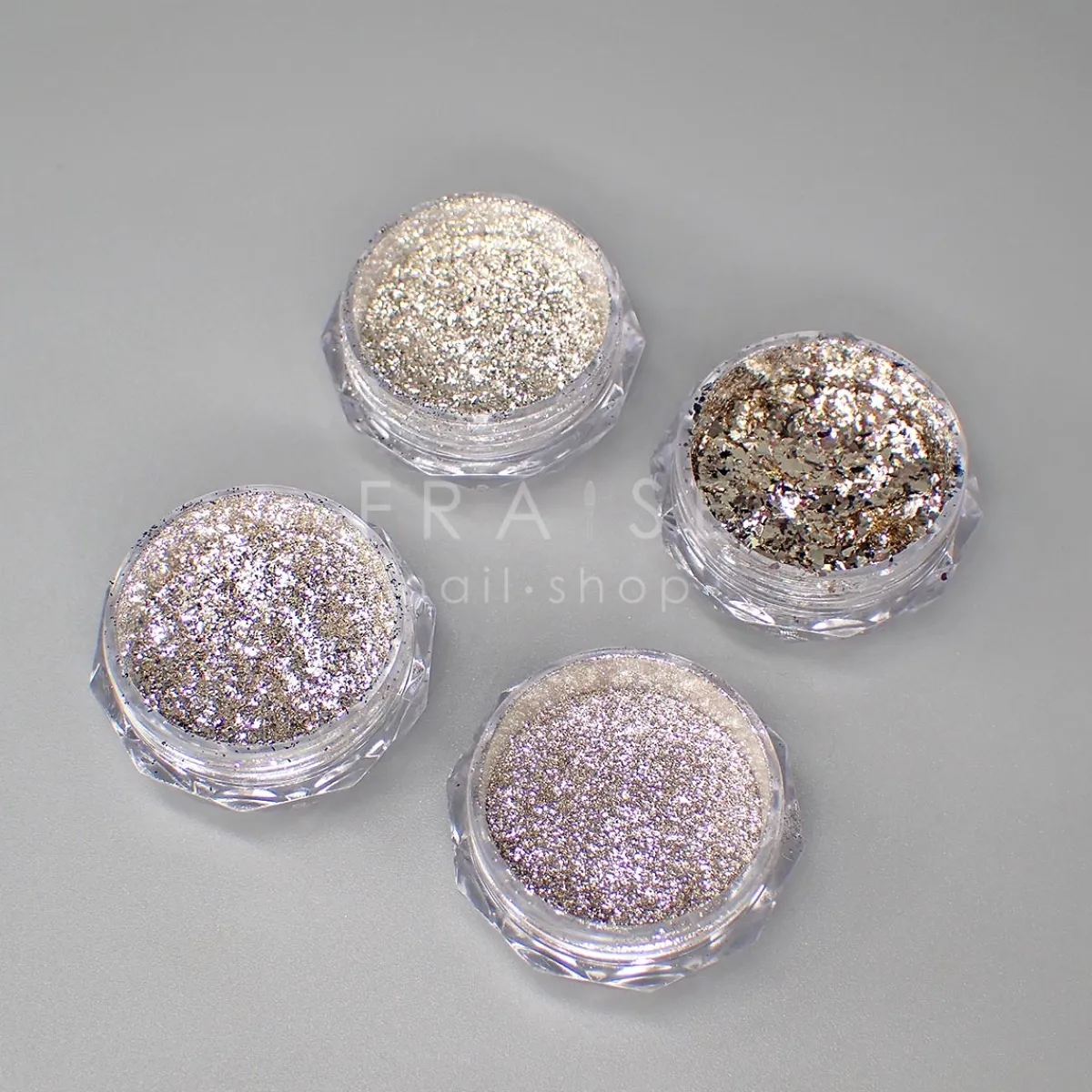 Set de Paillettes Argent - 4 Pots | Fraise Nail Shop Hot