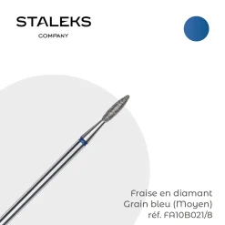 - Fraise en diamant forme Flamme arrondie Grain Bleu 0,21 x 0,8 cm | Staleks Hot