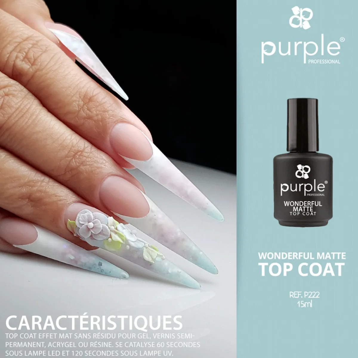 Top coat WONDERFUL MATTE 15 ml | Purple Professional Clearance