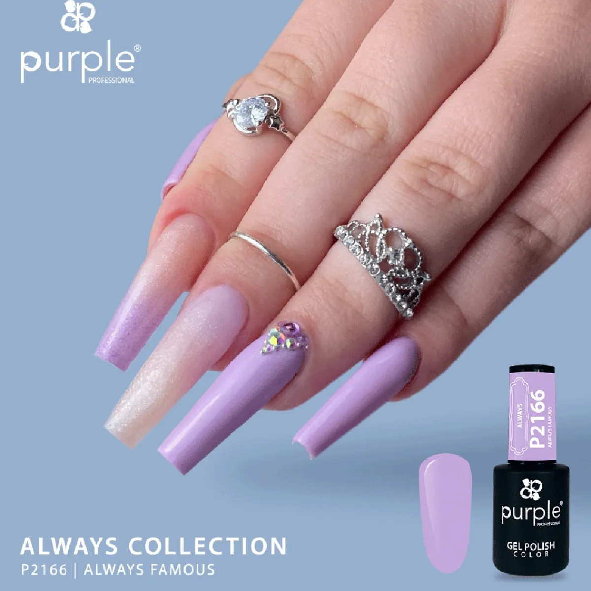 VERNIS SEMI-PERMANENT P2166 - ALWAYS Collection | Purple Professional Sale